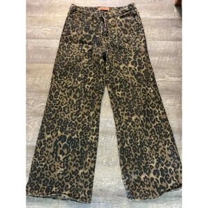 JB881022 Size 11/30 Judy Blue Retro Wide Leopard Print Jeans High Waist Cheetah